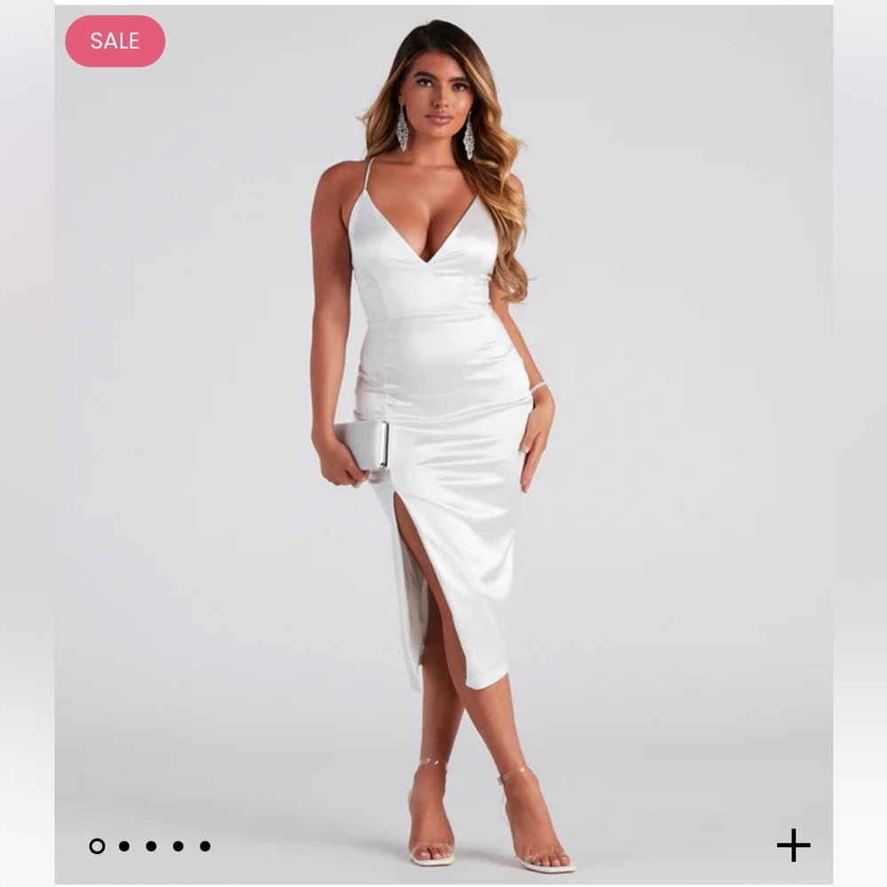 Ivory satin midi dress from Windsor